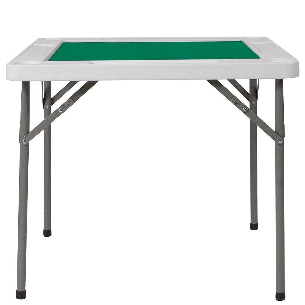 Flash Furniture 34.5'' Square Granite White Folding Game Table With Green Playing Surface
