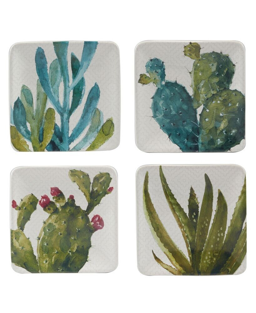 Certified International cactus Verde Set of 4 Canape Plates, 6