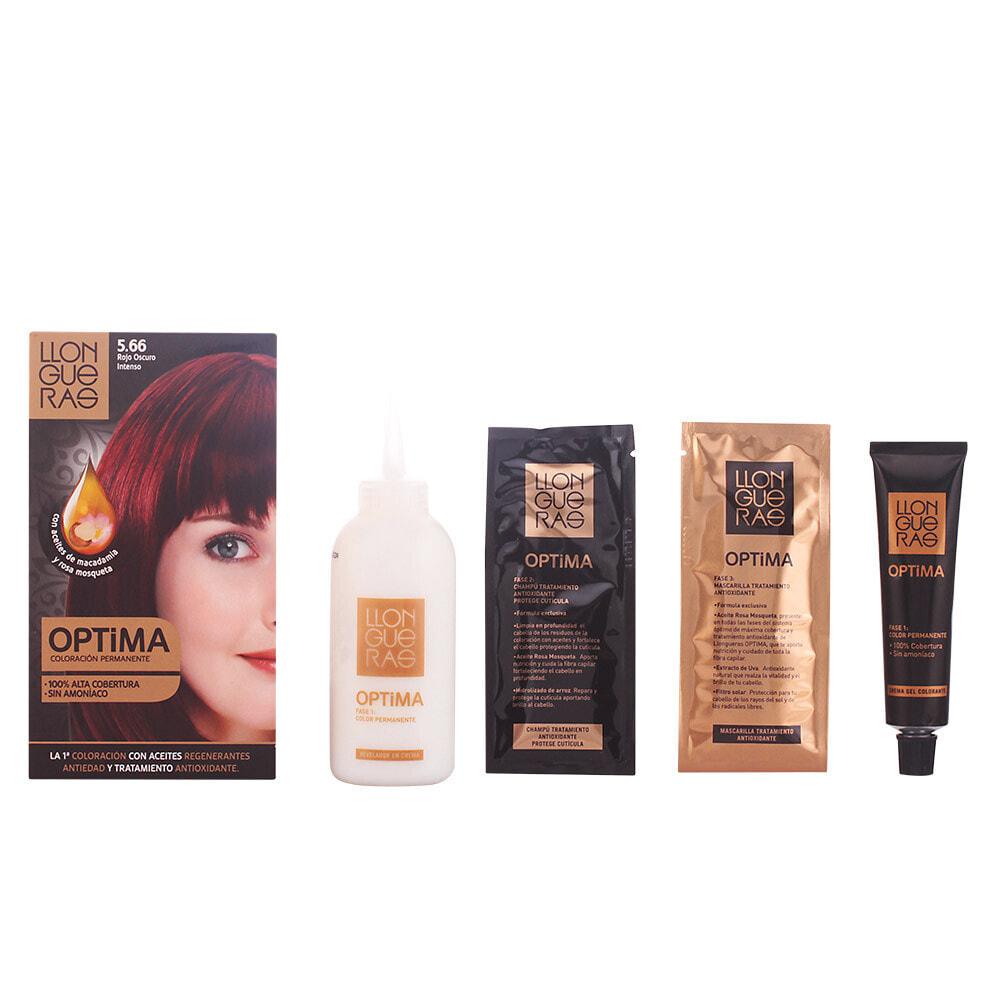 Llongueras Optima Hair Color No.5.66 Deep Intense Red Перманентная краска для волос без аммиака, оттенок глубокий интенсивно-красный