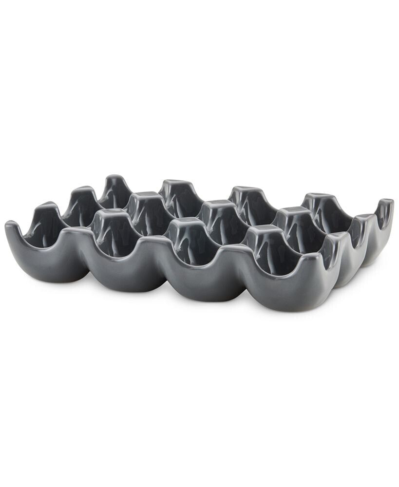 Rachael Ray solid Glaze Ceramics Egg Tray, 12-Cup