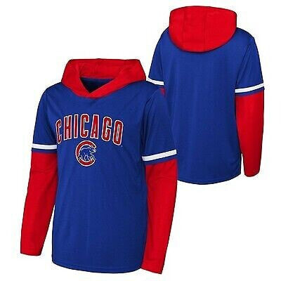 MLB Chicago Cubs Boys' Long Sleeve Twofer Poly Hooded Sweatshirt - L