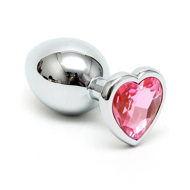 Плаг или анальная пробка BONDAGE PLAY Butt Plug Plated Steel Crystal Heart Pink