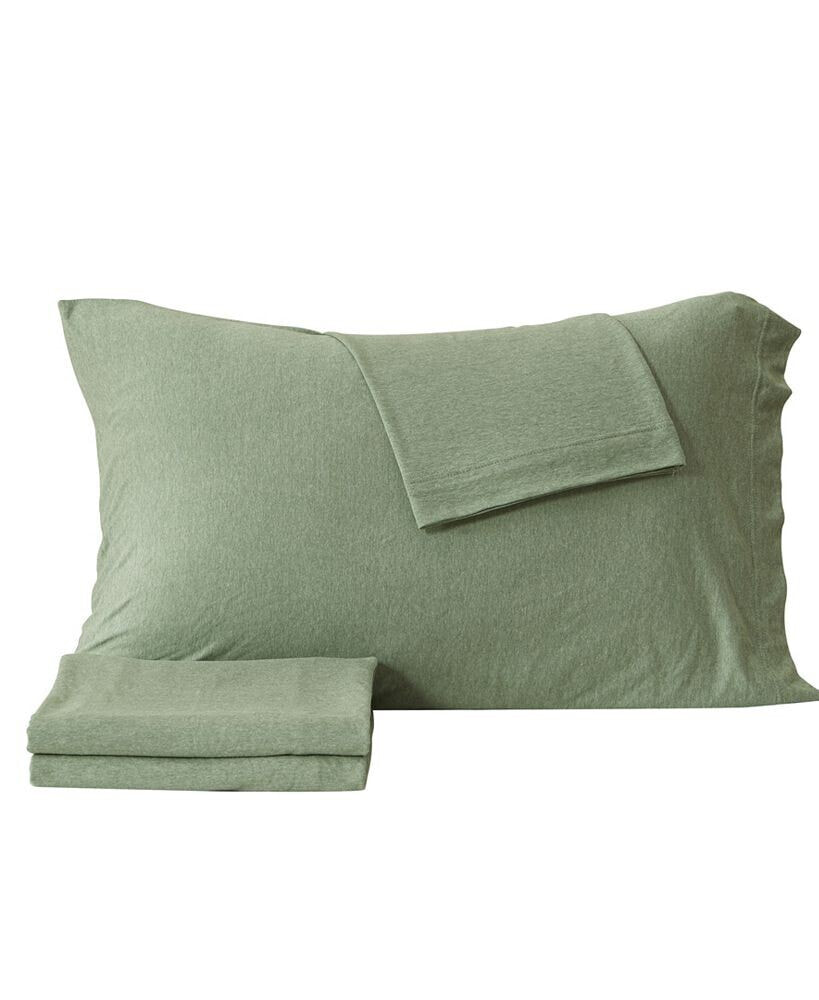 Premium Comforts heathered Melange T-shirt Jersey Knit Cotton Blend 3 Piece Sheet Set, Twin