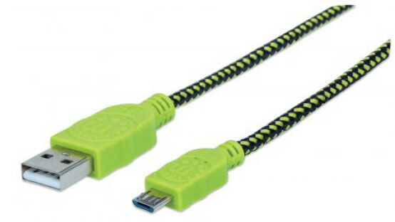 Manhattan 394062 USB кабель 1 m USB 2.0 USB A Micro-USB B Черный, Зеленый