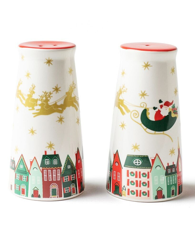 Coton Colors christmas In The Village Salt and Pepper Shaker, Set of 2