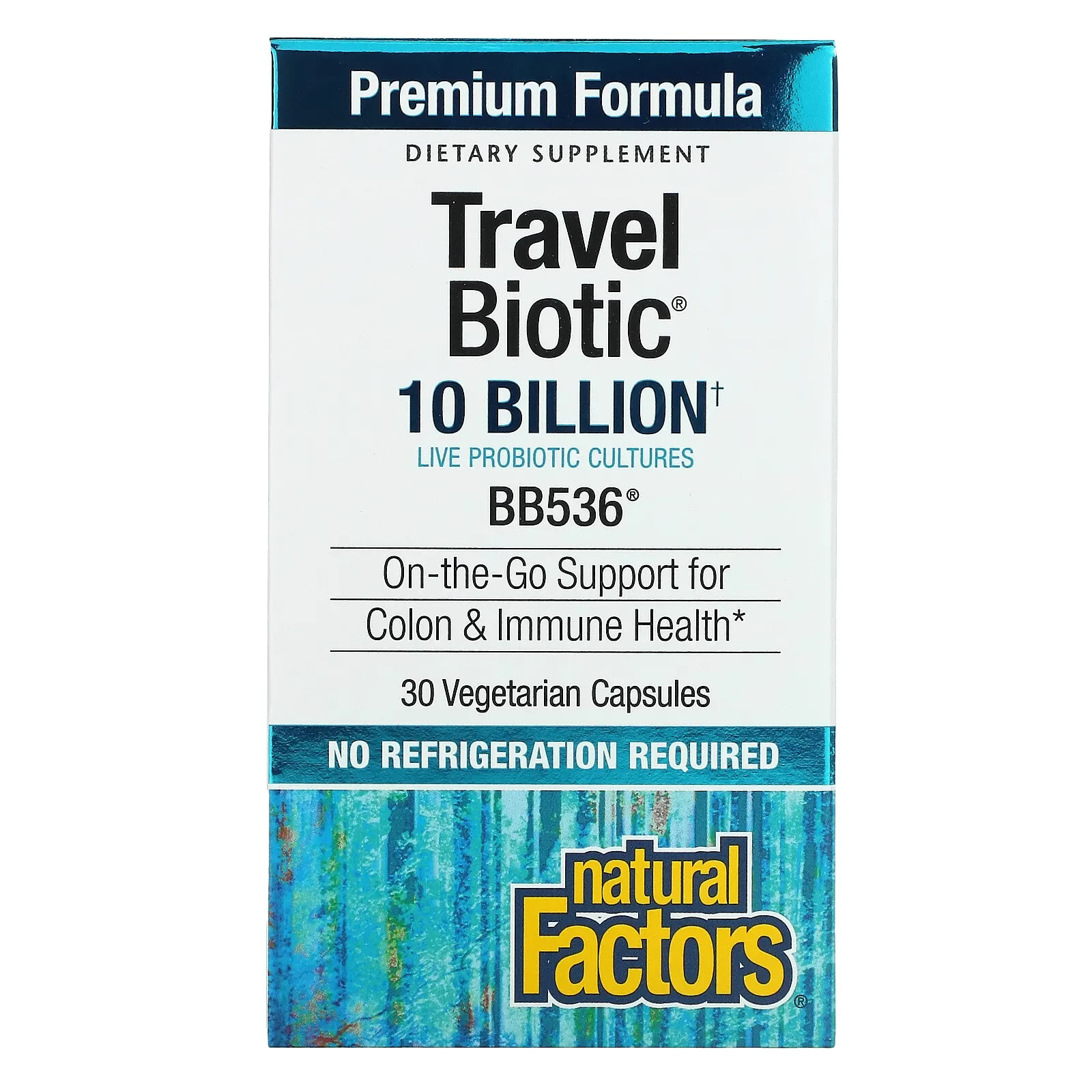 Natural Factors, Travel Biotic, BB536, 10 миллиардов, 30 вегетарианских капсул (Товар снят с продажи) 