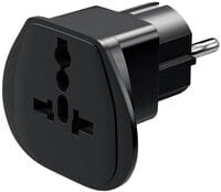 Wentronic World to EU Travel Adapter - Black - Type F - Type G (UK) - Straight - Straight - Type B - Type G (UK) - Type J (CH) - Type L (IT) - 250 V