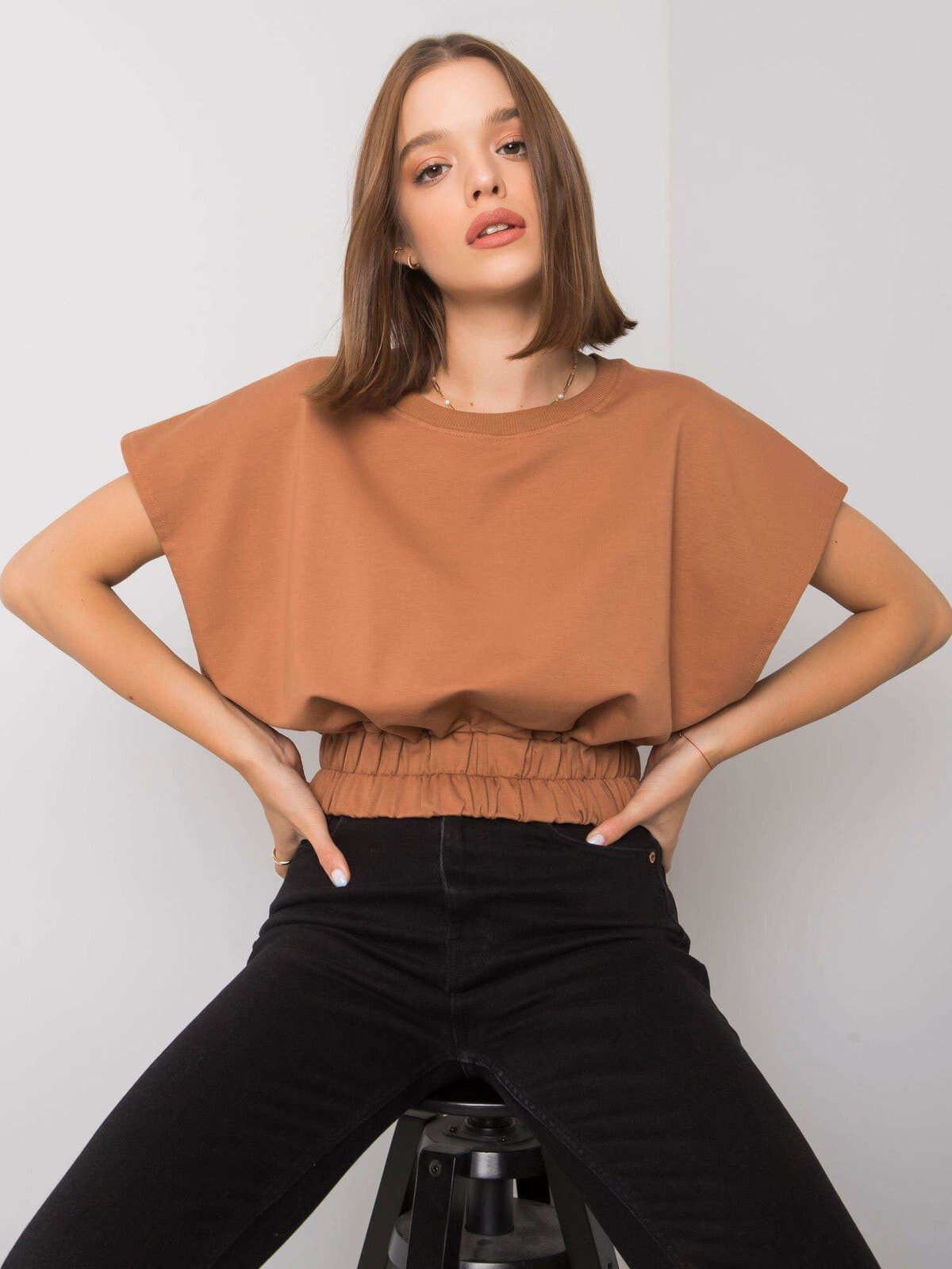 Женская укороченная блузка с коротким рукавом фуксия Factory Price