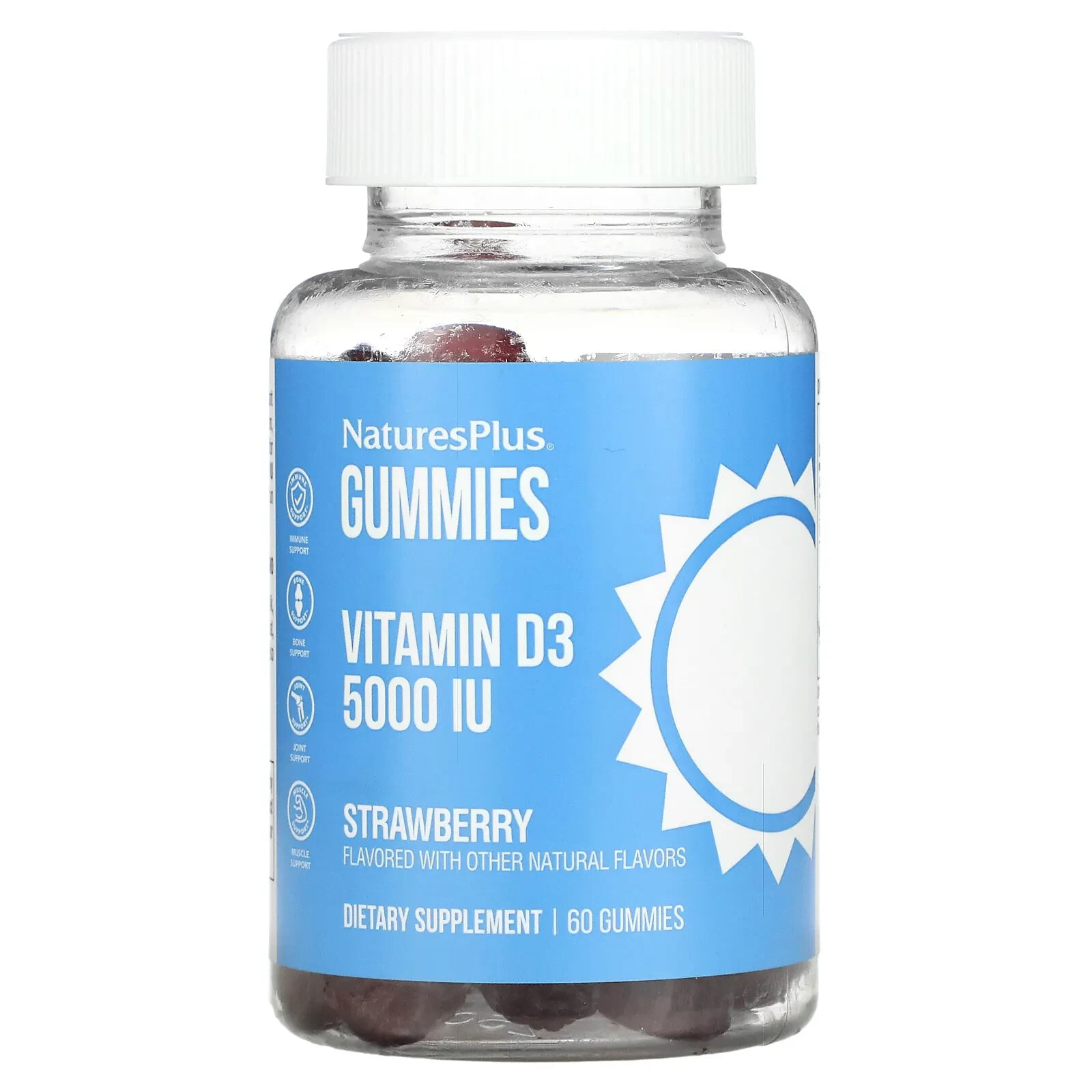 NaturesPlus, Жевательные таблетки с витамином D3, ягодное ассорти, 1000 МЕ, 60 жевательных таблеток