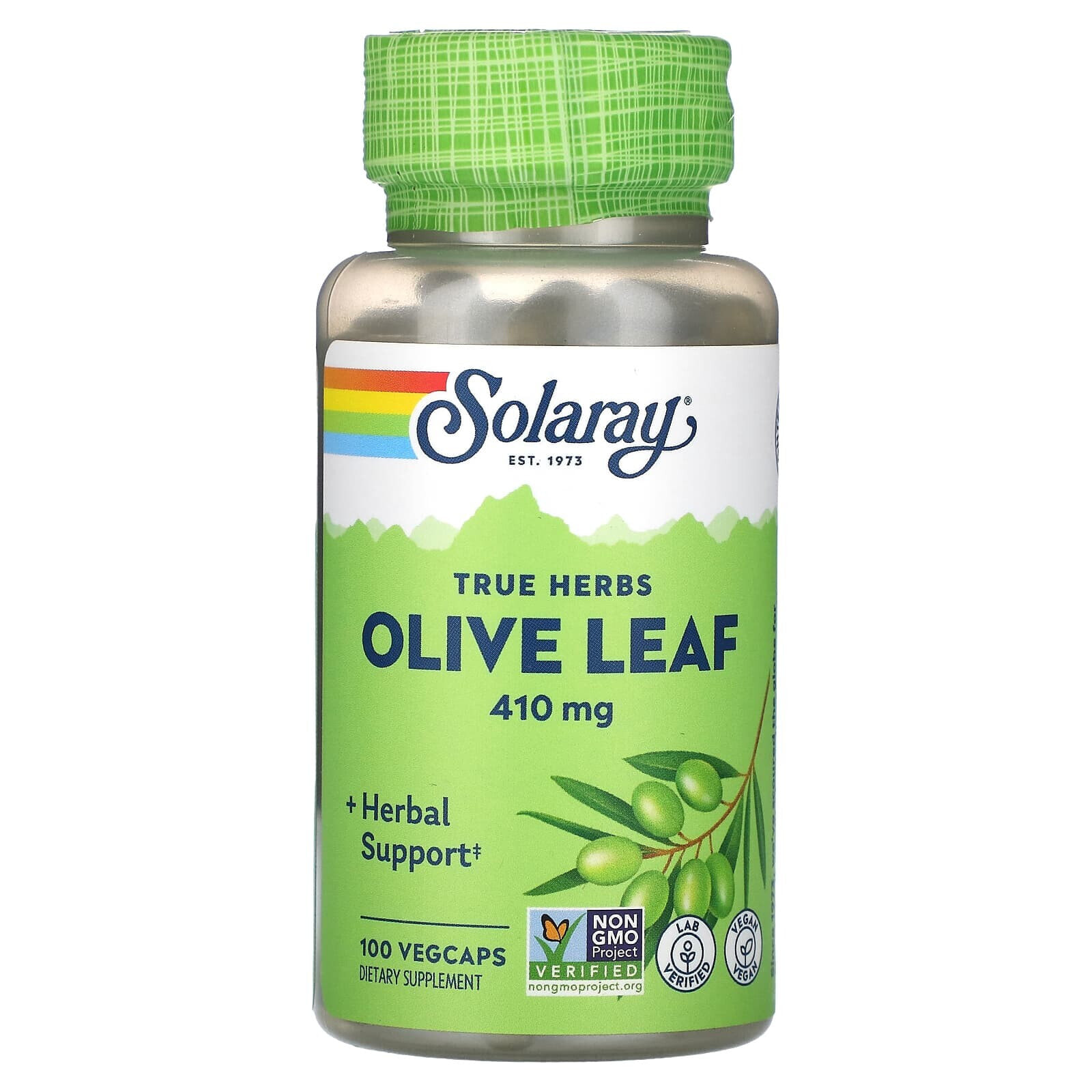 Solaray, True Herbs, листья оливкового дерева, 410 мг, 100 вегетарианских капсул