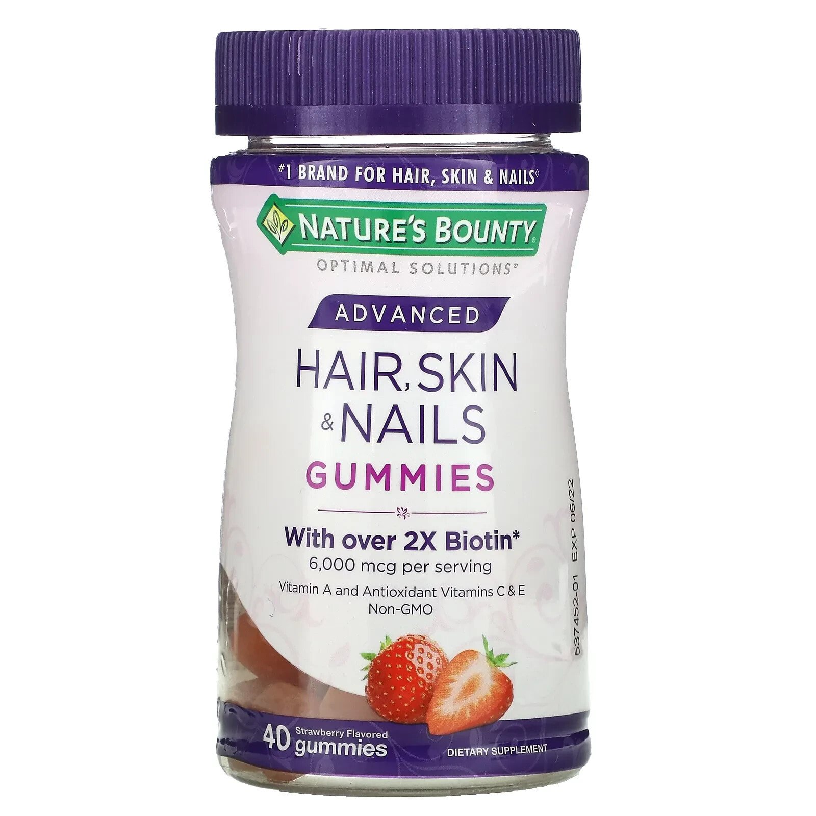 Advanced Hair, Skin, & Nails Gummies, Strawberry, 80 Gummies