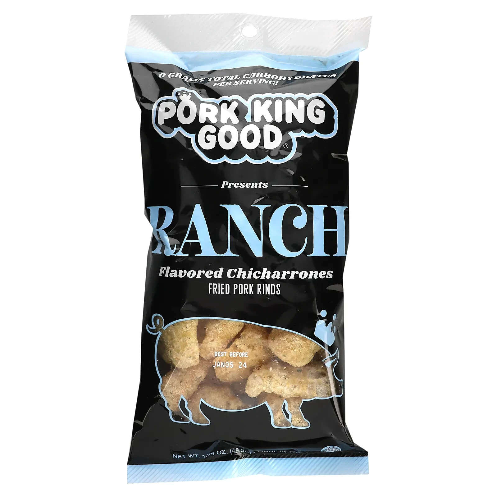 Pork King Good, Ароматизированный Chicharrones, белый чеддер, 49,5 г (1,75 унции)