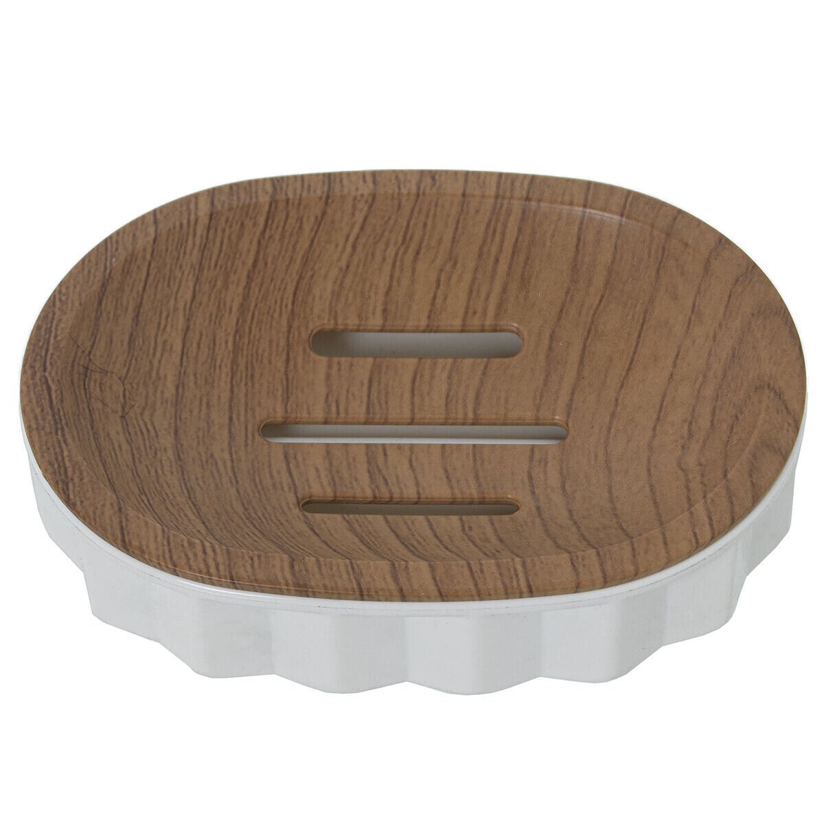 Soap dish Alexandra House Living White Brown Acrylic Wood 12 x 3 x 9 cm