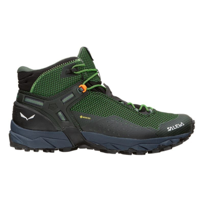 Мужские кроссовки спортивные треккинговые зеленые текстильные высокие демисезонные Salewa Ms Ultra Flex 2 Mid GTX M 61387-5322 trekking shoes