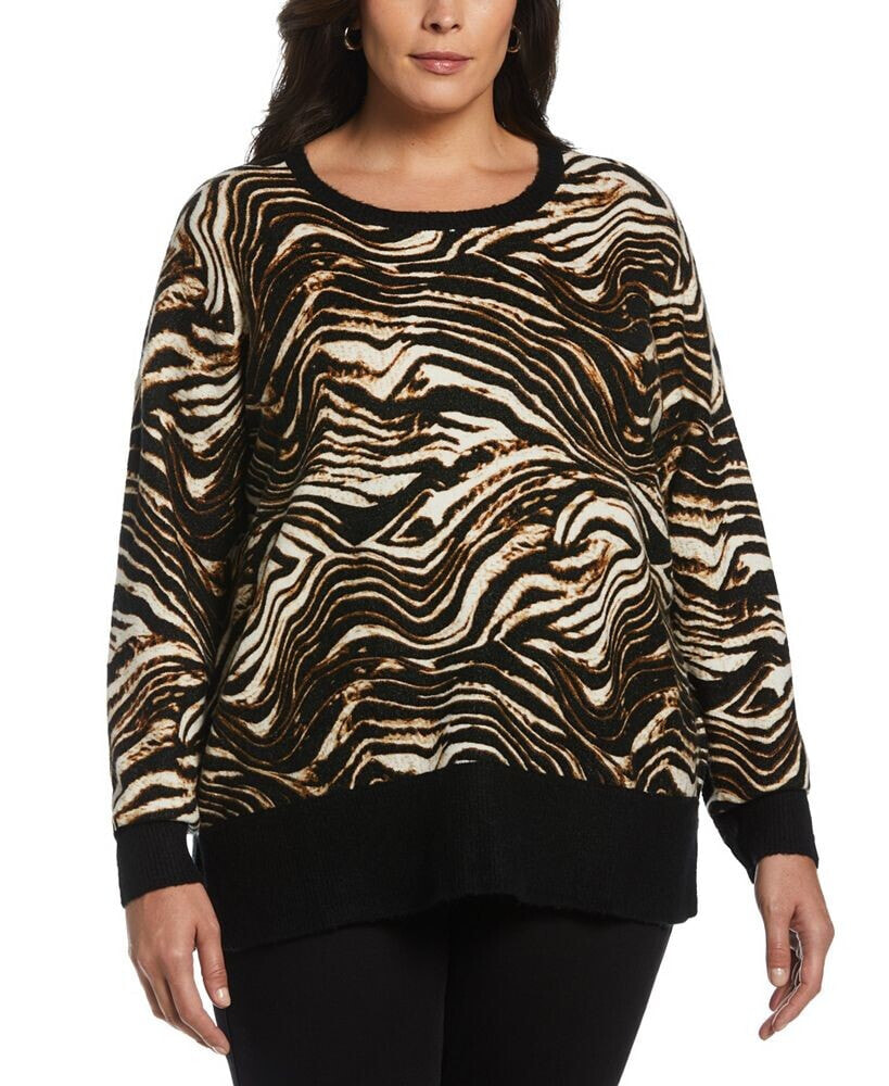 ELLA Rafaella plus Size Animal Print Slouchy Sweater