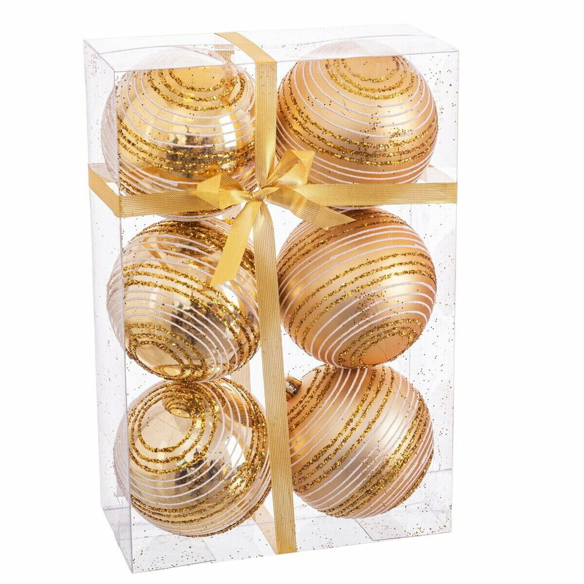 Ёлочные шарики Позолоченный Пластик Спираль 8 x 8 x 8 cm (6 штук)