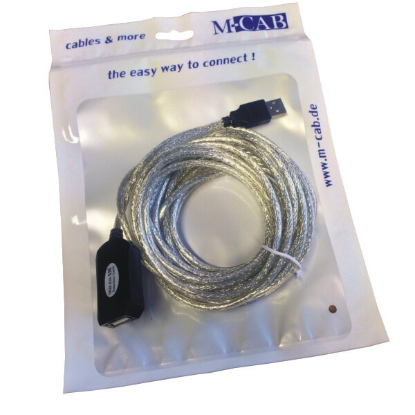 M-Cab USB A/USB A M/F 5m USB кабель 2.0 Черный, Серебристый 7800075