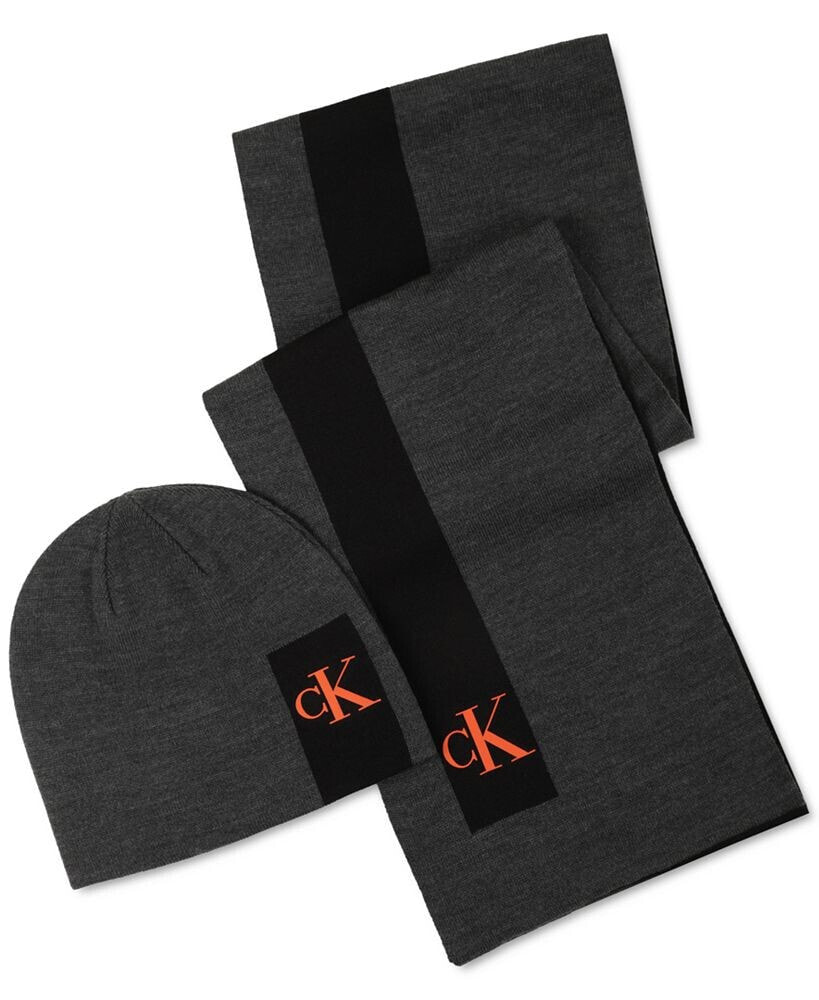 Men's Silicone CK Monogram Logo Scarf & Beanie Hat Set