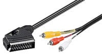 Wentronic Adapter Cable - SCART to Composite Audio/Video - IN/OUT - 3 m - SCART (21-pin) - 3 x RCA - Male - Male - Angled