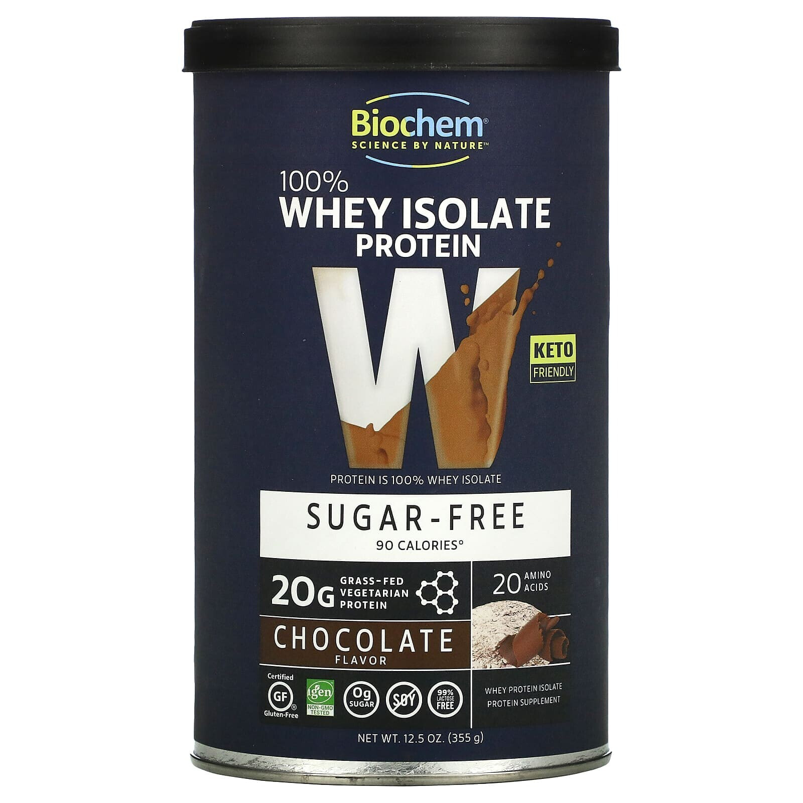 Biochem, 100% Whey Isolate Protein, Sugar Free, Chocolate, 12.5 oz (355 g)