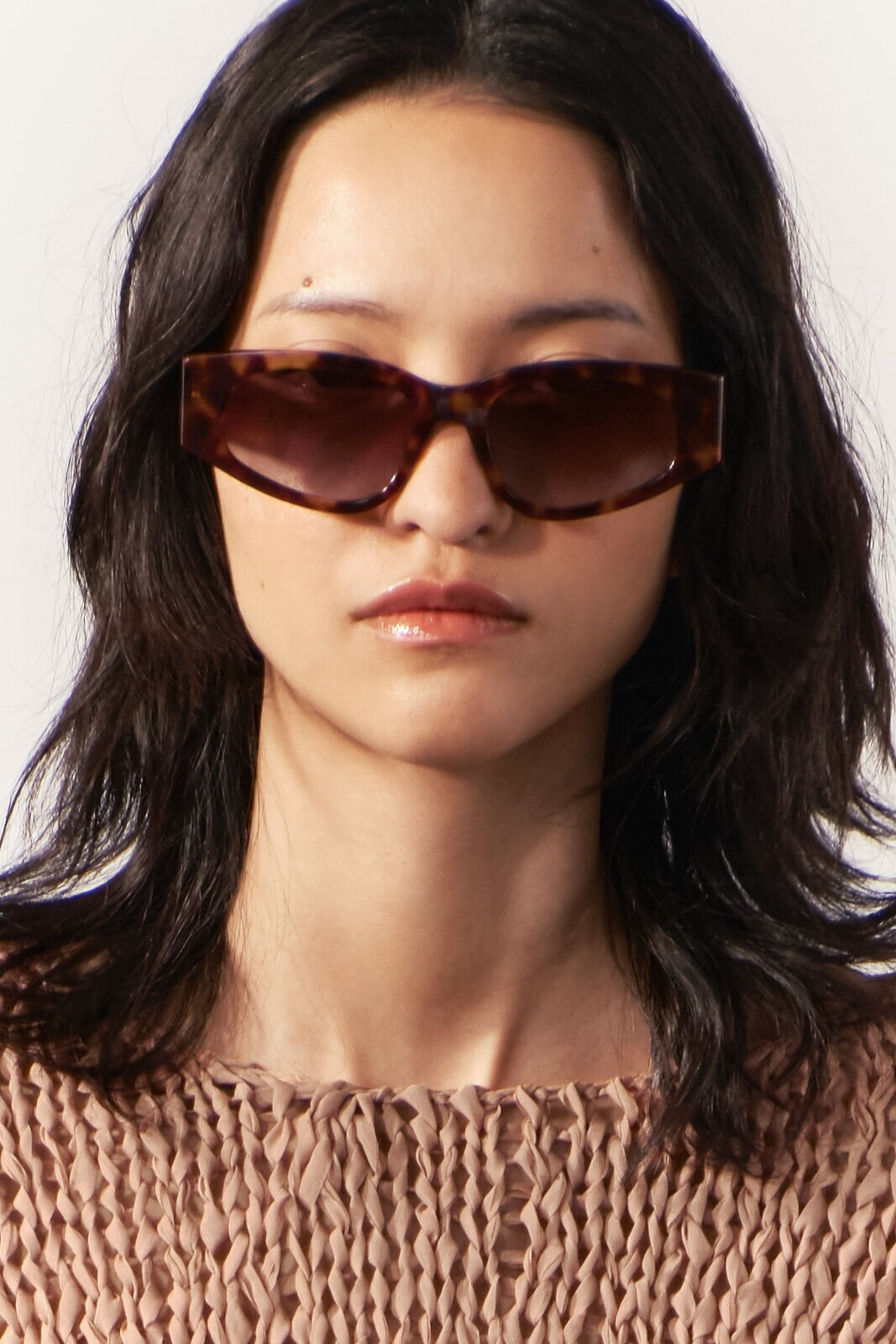 Tortoiseshell-effect acetate rectangular sunglasses