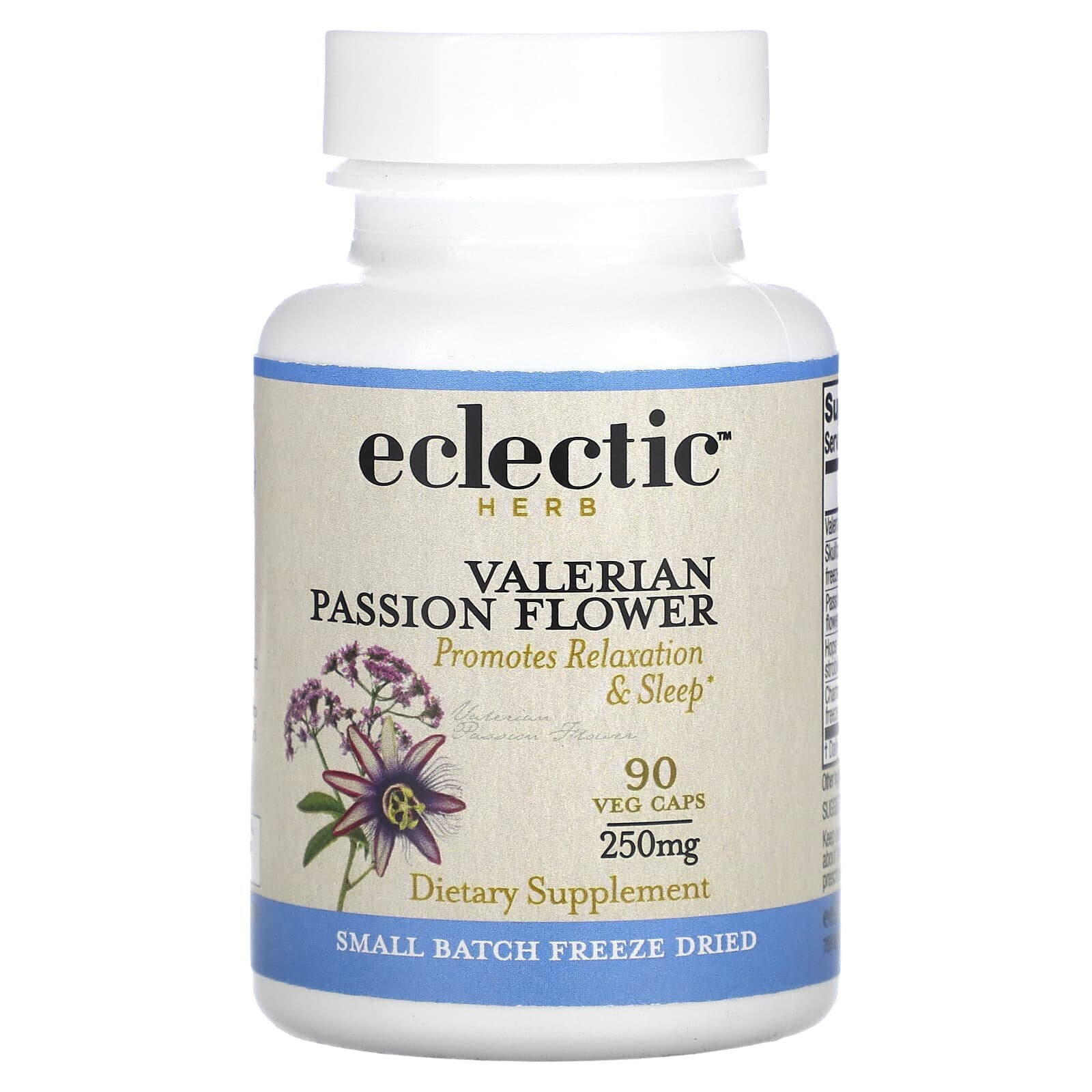 Eclectic Institute, Freeze Dried Fresh, Valerian Passion Flower, 250 mg, 90 Veg Caps