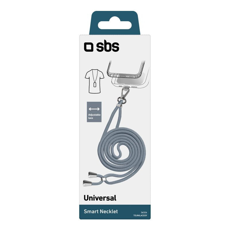 SBS TEUNILACEGY - Neck strap - Grey - Fabric - 70 mm - 15 mm - 200 mm