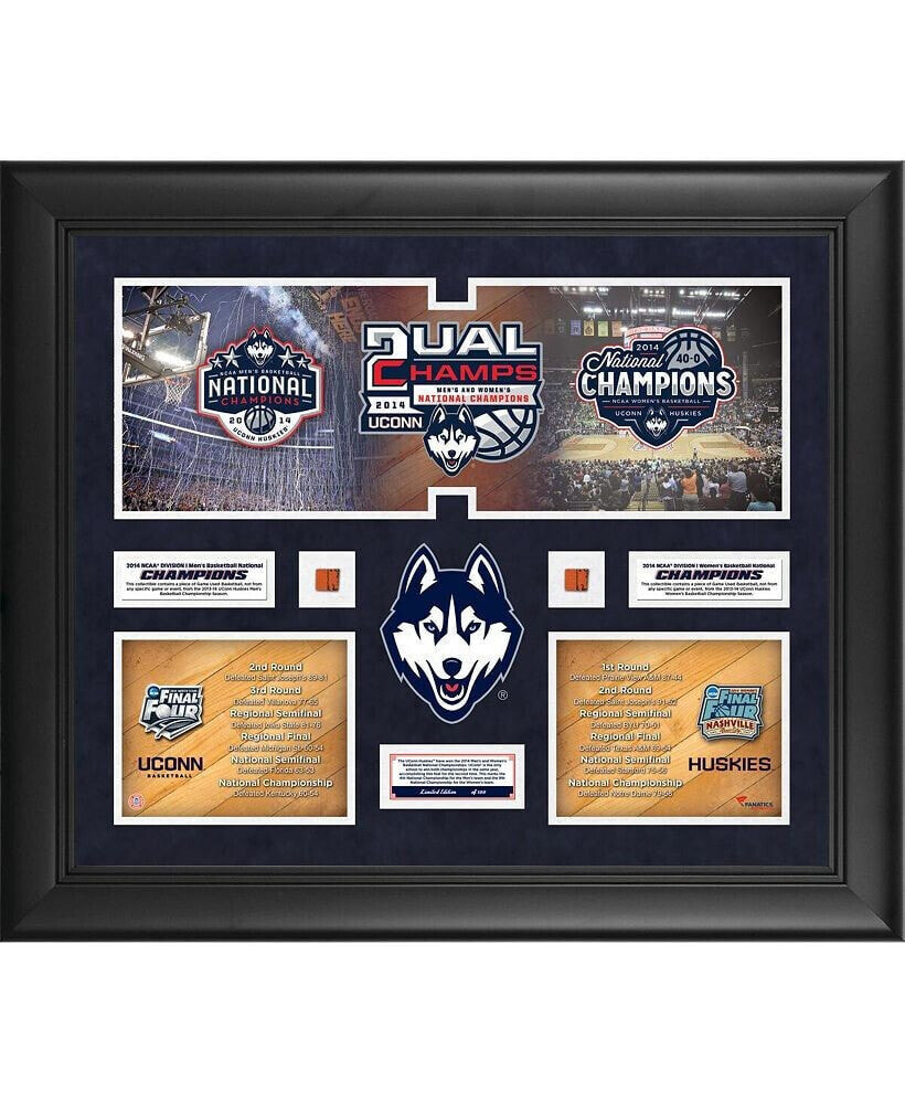 Fanatics Authentic uConn Huskies 2014 Men's and Women's Basketball Champions Framed 20'' x 24'' Collage with Dual Game-Used Balls-Limited Edition of 100