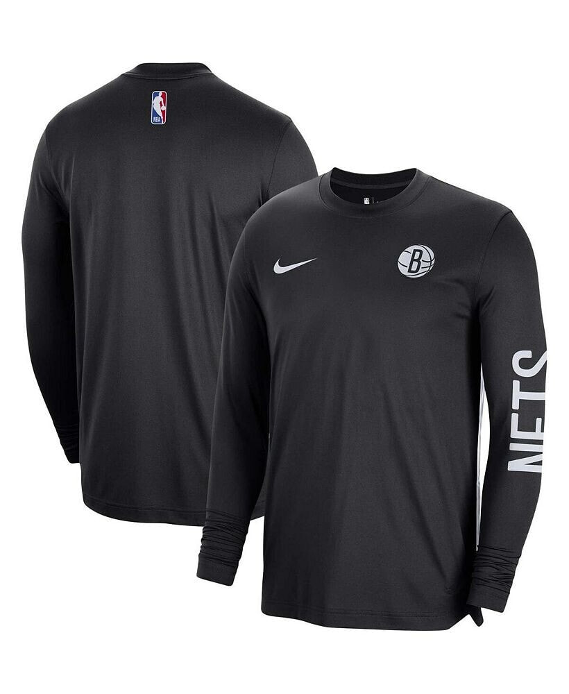 Nike men's and Women's Black Brooklyn Nets 2023/24 Authentic Pregame Long Sleeve Shooting Shirt