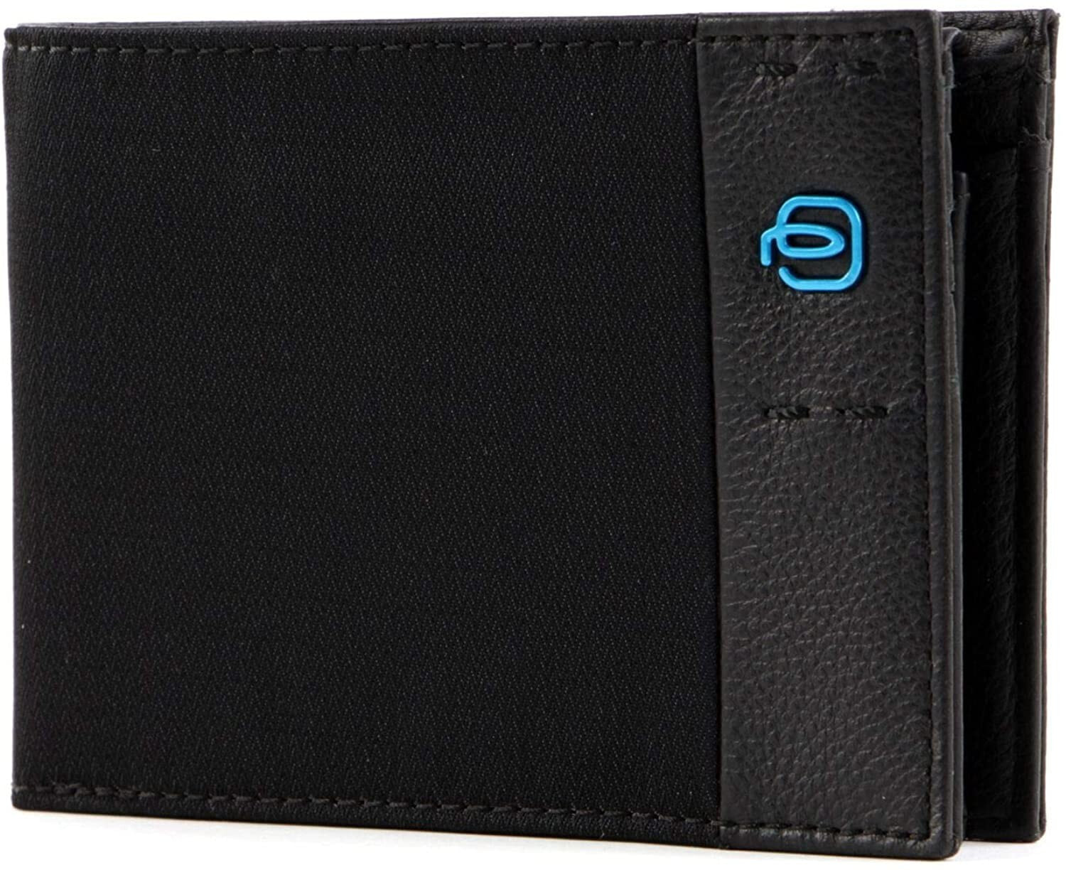 Мужской портмоне кожаный черный горизонтальный без застежки PIQUADRO Wallet P16 Male leather chevron Black - PU1392P16-CHEVN