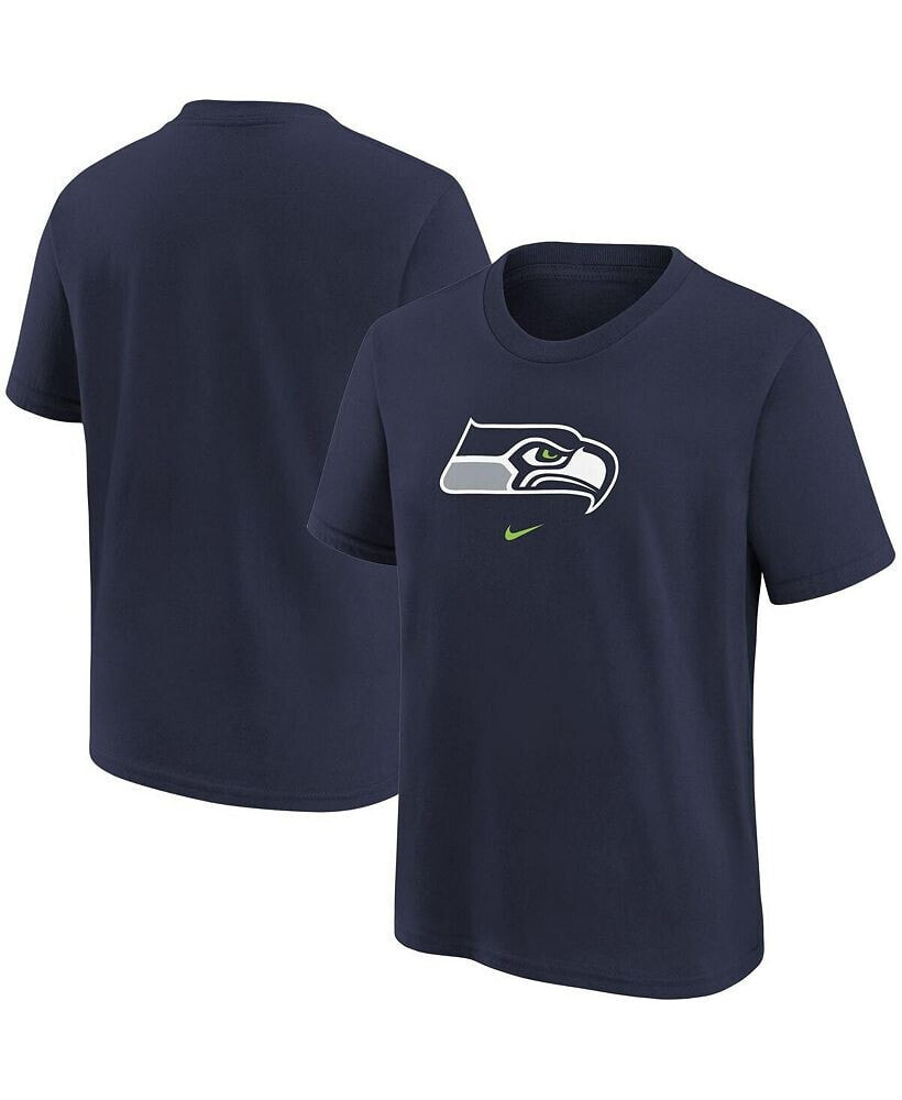 Youth Boys College Navy Seattle Seahawks Logo T-shirt