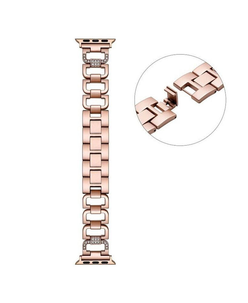 Posh Tech tiara Rose Gold Plated Stainless Steel Alloy and Rhinestone Band for Apple Watch, 42mm-44mm
