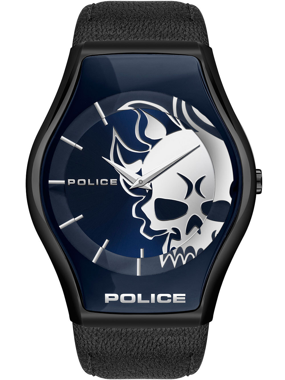 Мужские наручные часы с черным кожаным ремешком Police PEWJA2002302 Sphere mens 45mm 3ATM