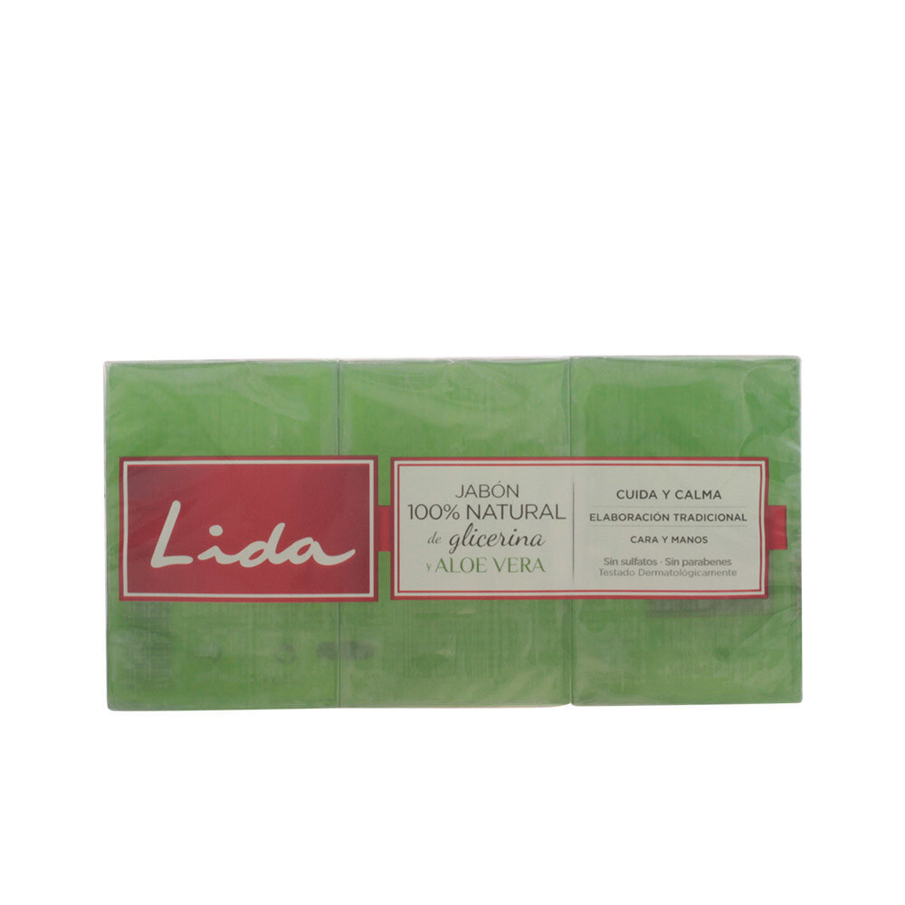 Lida jabon natural Кусковое мыло  натуральный глицерин и алое вера набор 3 шт