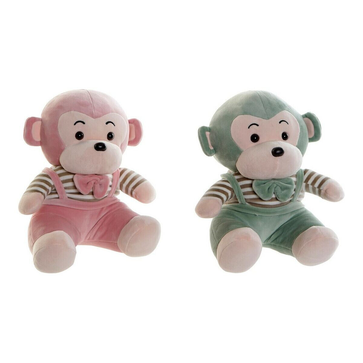 Fluffy toy DKD Home Decor Green Pink Plastic Children's Monkey 23 x 20 x 27 cm (2 Units)