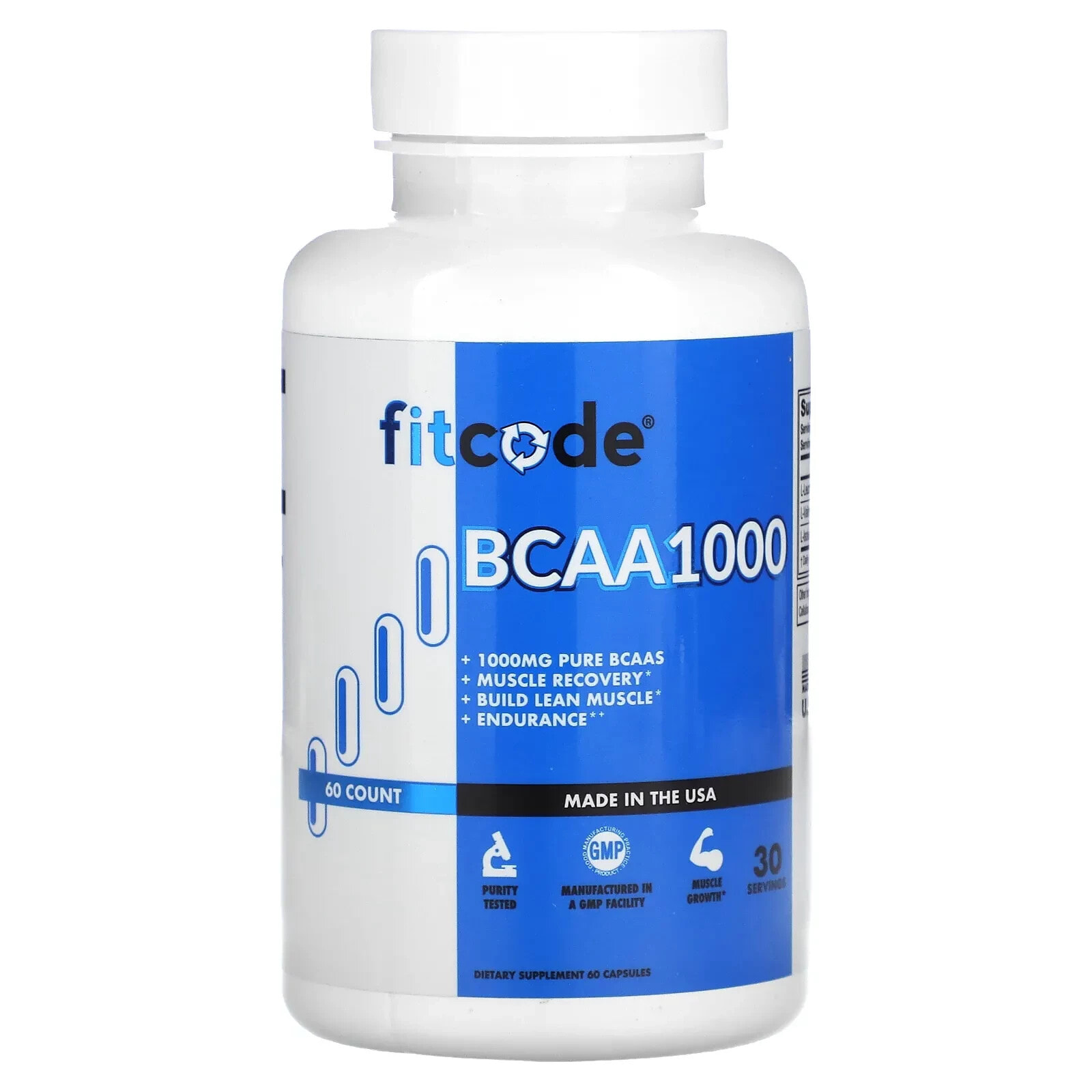 FITCODE, BCAA 1,000, 500 mg, 60 Count
