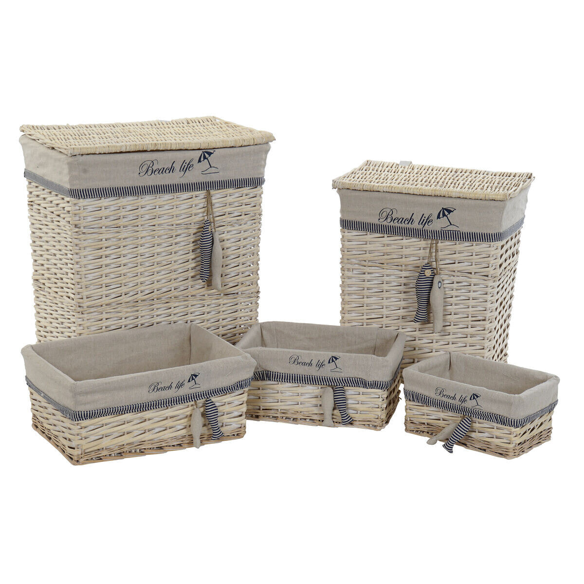 Basket set DKD Home Decor 47 x 35 x 56 cm Polyester Spirals (5 Units)