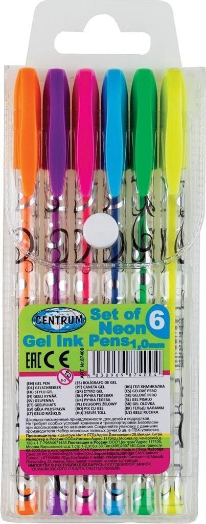 Письменная ручка Centrum Zestaw długopisów żelowych Neon 6 kolorów 87400