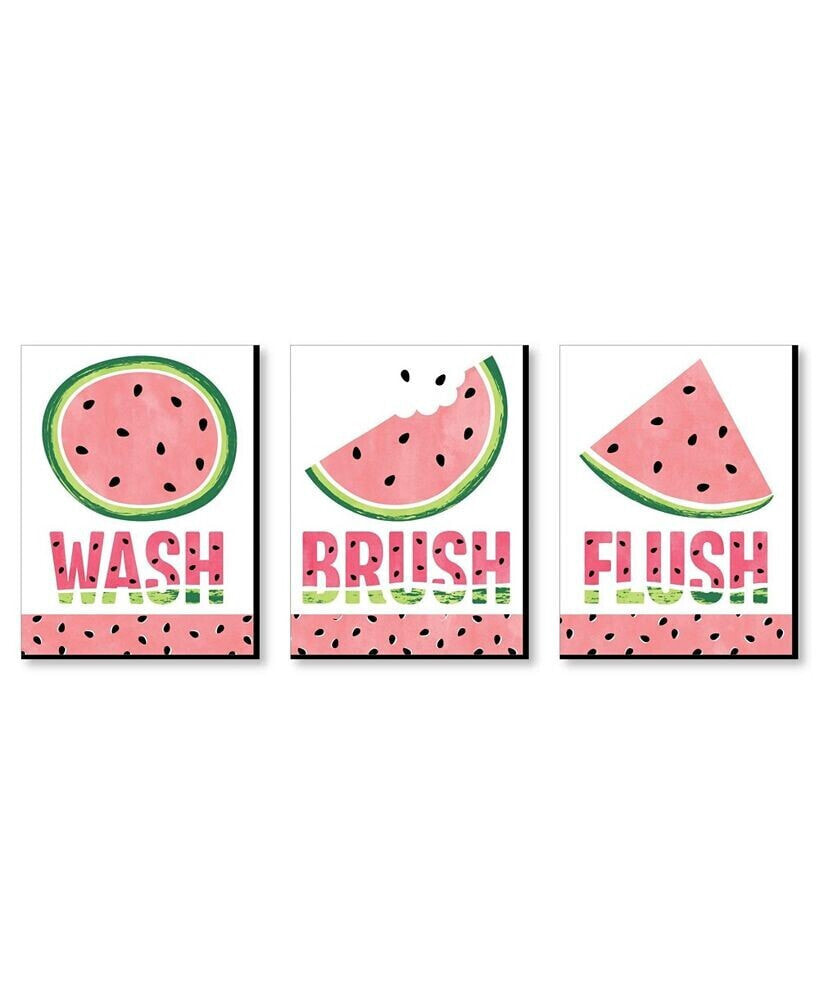 Big Dot of Happiness sweet Watermelon - Fruit Wall Art 7.5 x 10 in - Set of 3 Signs Wash Brush Flush
