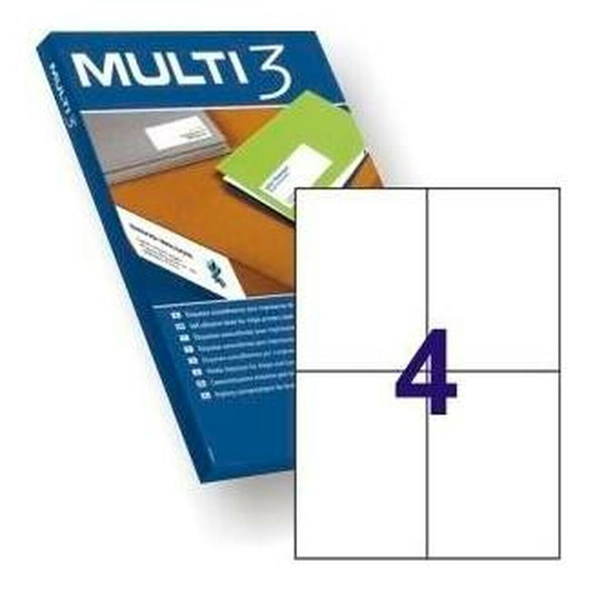 Printer Labels MULTI 3 105 x 148 mm White Upright 100 Sheets (4 Units)