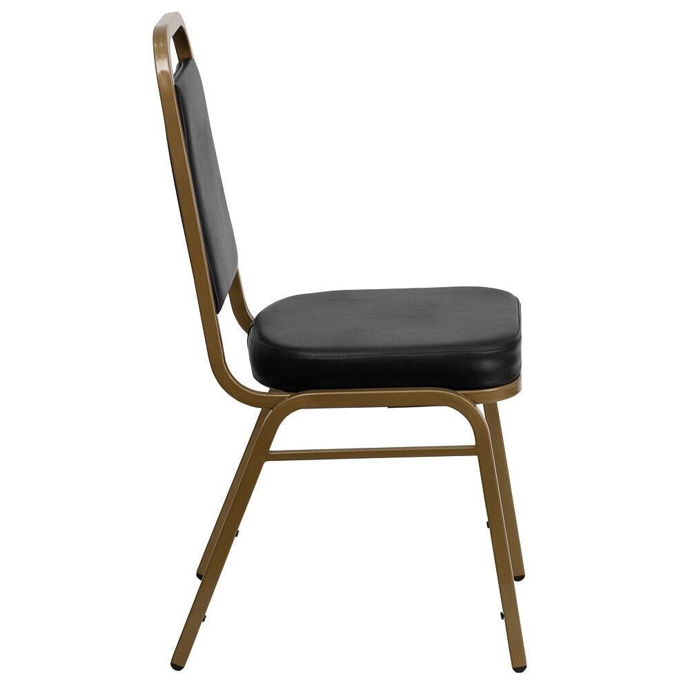 Flash Furniture hercules Series Trapezoidal Back Stacking Banquet Chair In Black Vinyl - Gold Frame