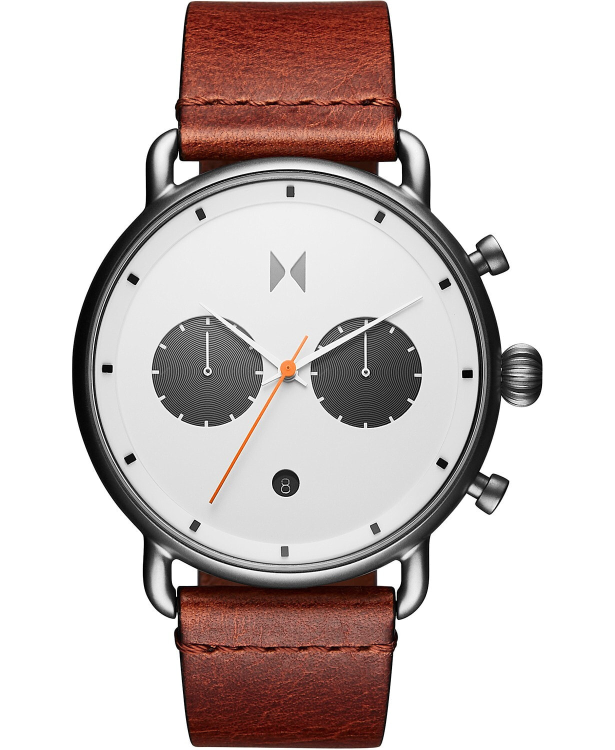 Мужские наручные часы с коричневым кожаным ремешком MVMT Chronograph Rugged Pack Sienna Tan Leather Strap Watch 47mm