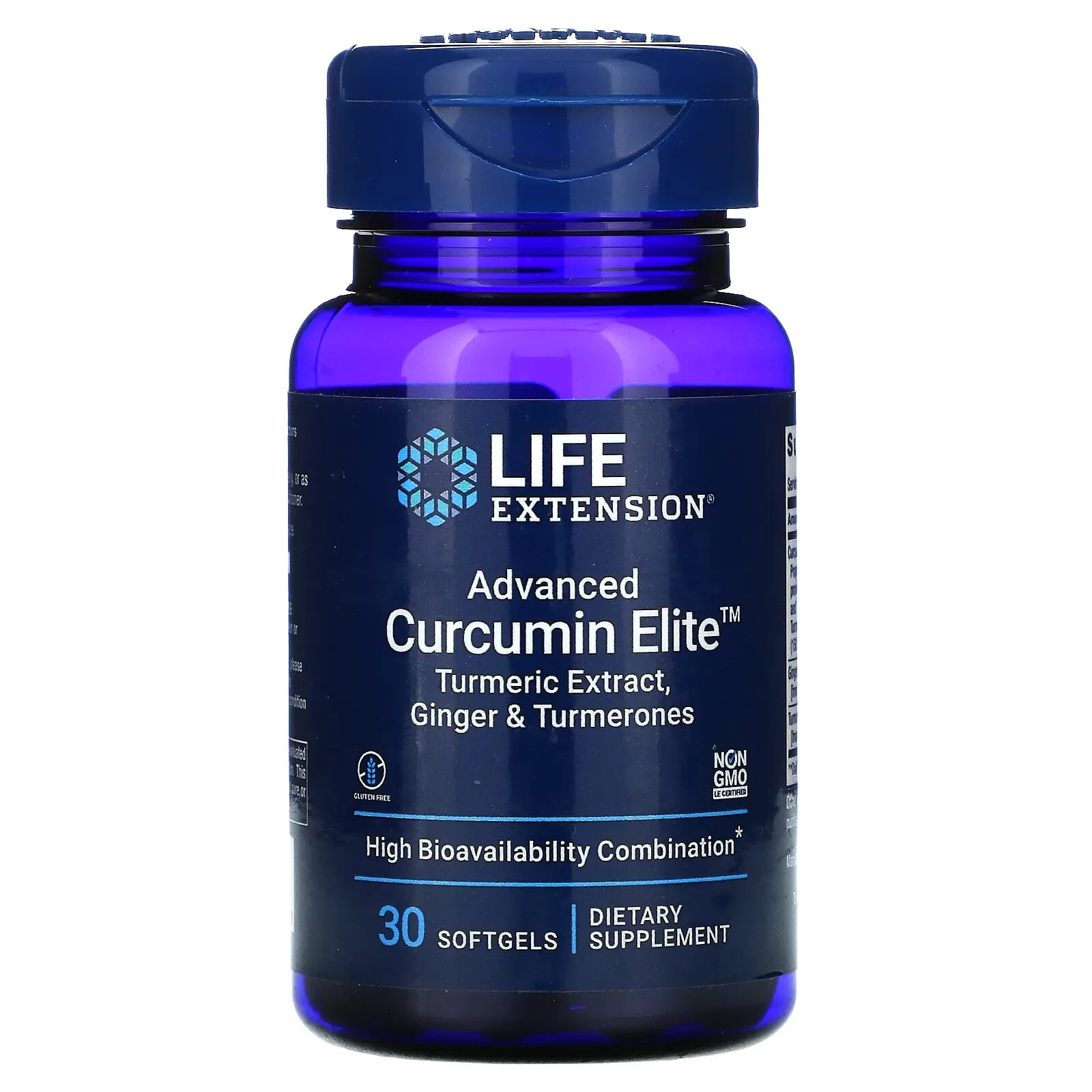 Life Extension, Advanced Curcumin Elite, экстракт куркумы, имбирь и турмероны, 30 капсул