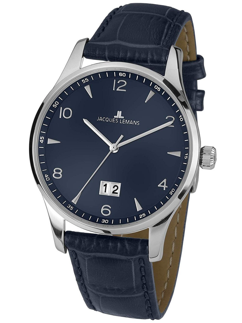 Мужские наручные часы с синим кожаным ремешком Jacques Lemans 1-1862ZC London Mens 40mm 10ATM