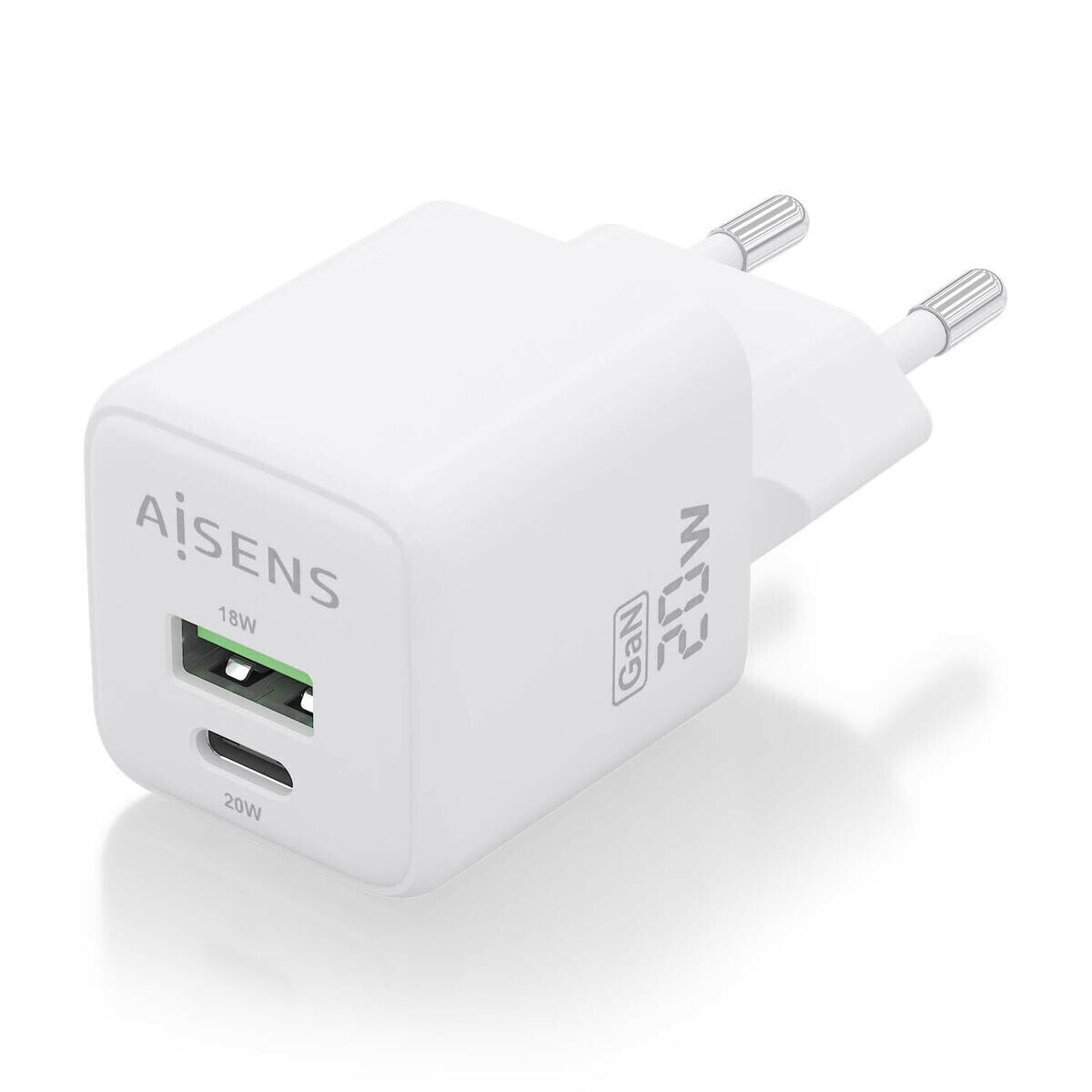 AISENS ASCH-20W2P010-W зарядное устройство для мобильных устройств Универсальная Белый Кабель переменного тока Быстрая зарядка Для помещений