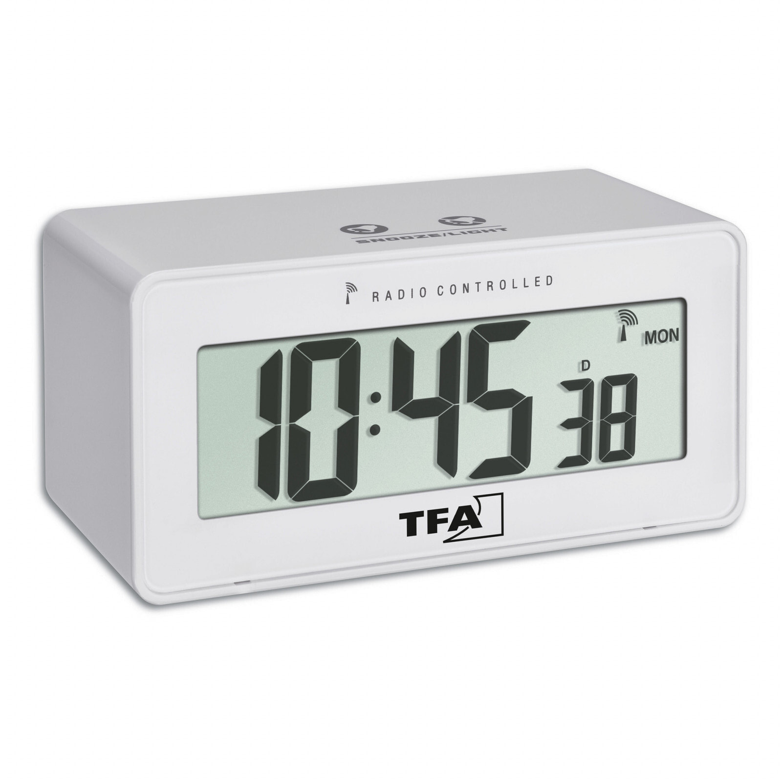 TFA 60.2544.02 - Digital alarm clock - Rectangle - White - Plastic - 0 - 50 °C - F - °C