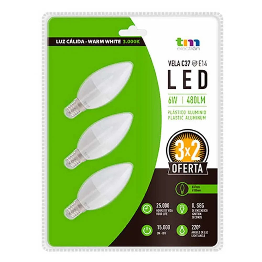 TM ELECTRON C37 E14 LED Candle Bulb 6W 3 Units