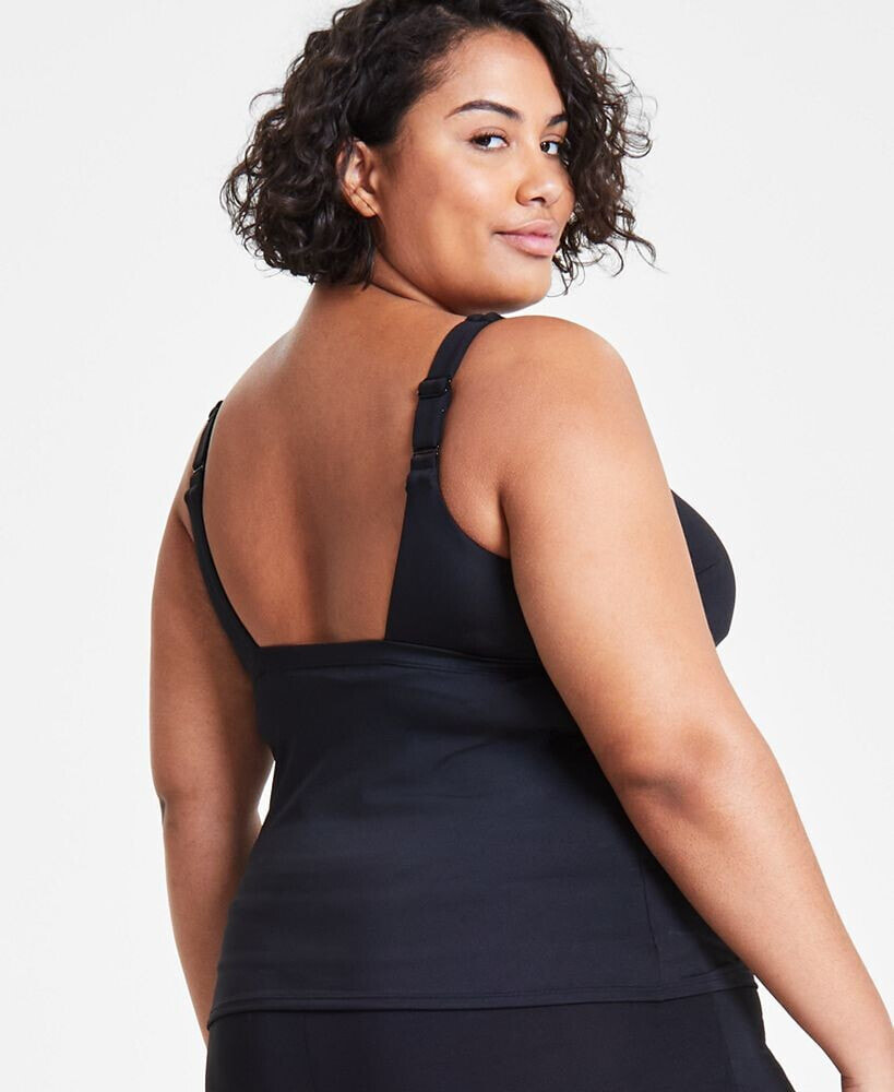 Nike plus Size Solid Essential Scoop-Neck Tankini Top