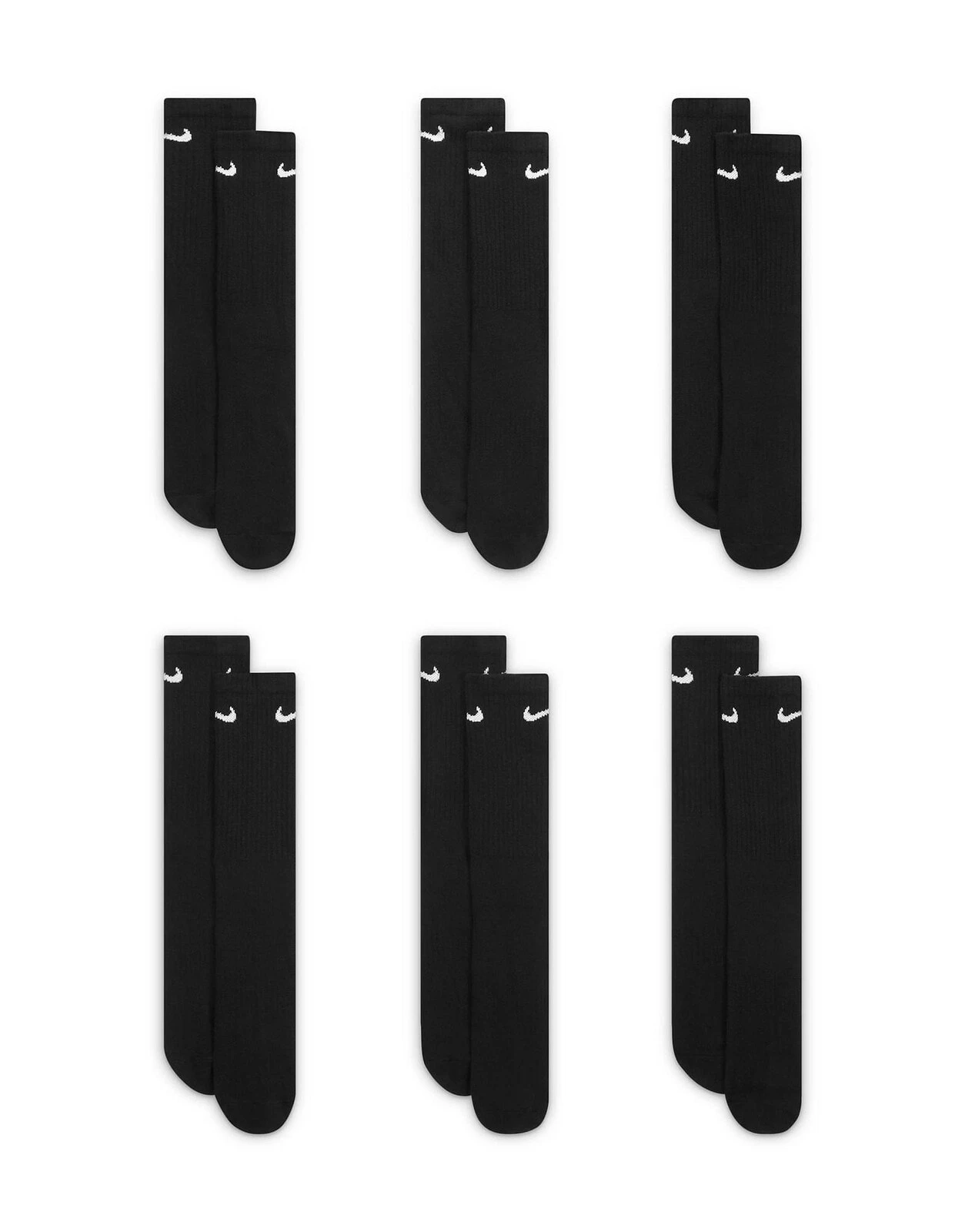 Nike Training – Everyday Cushioned – 6er-Pack Crew-Socken in Schwarz