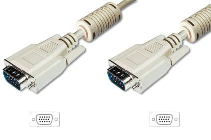ASSMANN Electronic AK-310103-018-E VGA кабель 1,8 m VGA (D-Sub) Бежевый, Никелевый